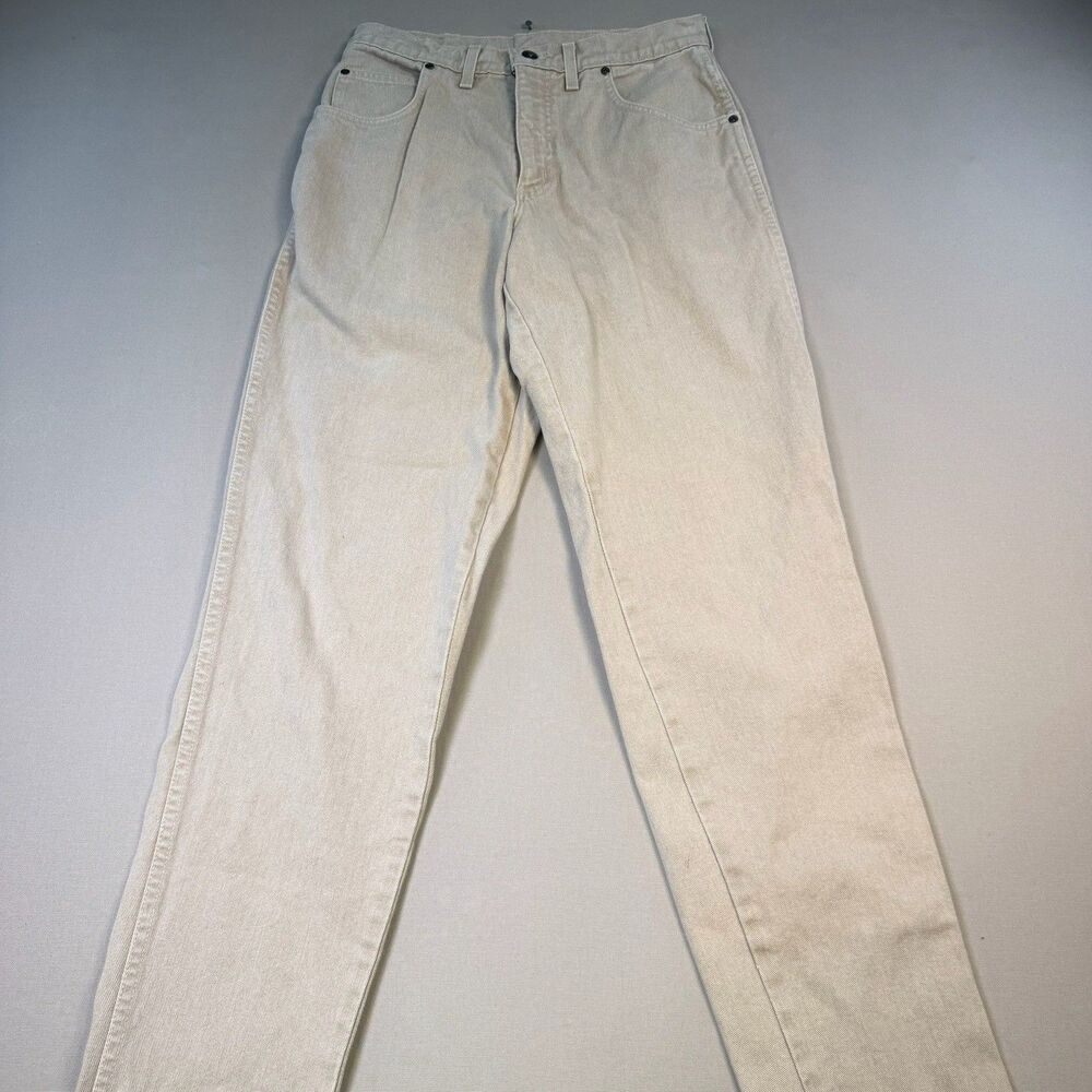 VTG Lands End Square Rigger Tan Jeans Mens 30x34 Natural Made USA 100% Cotton